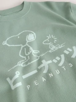 Gebreide Kleding*Next Grijs-groen - Relaxed Fit Snoopy Graphic Print Crew Neck Jumper