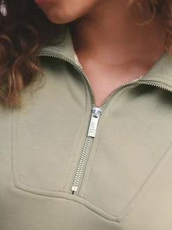 Hoody's En Sweatshirts|self. - Half Zip Modal Sweatshirt Grijs-groen
