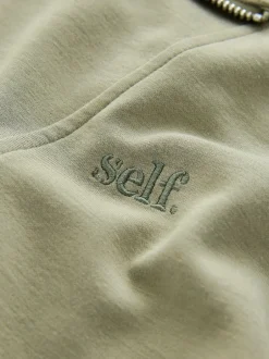 Hoody's En Sweatshirts|self. - Half Zip Modal Sweatshirt Grijs-groen