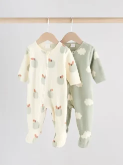 Multipacks|Babypakjes En Babypyjama's*Next - Set van 2 baby-onesies van microfleece met tweewegrits Grijs-groen