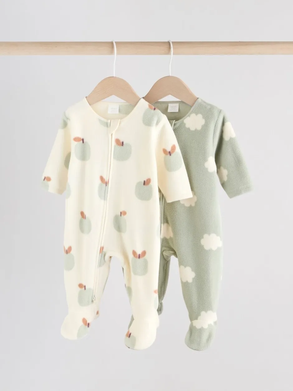 Multipacks|Babypakjes En Babypyjama's*Next - Set van 2 baby-onesies van microfleece met tweewegrits Grijs-groen