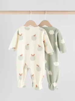 Multipacks|Babypakjes En Babypyjama's*Next - Set van 2 baby-onesies van microfleece met tweewegrits Grijs-groen