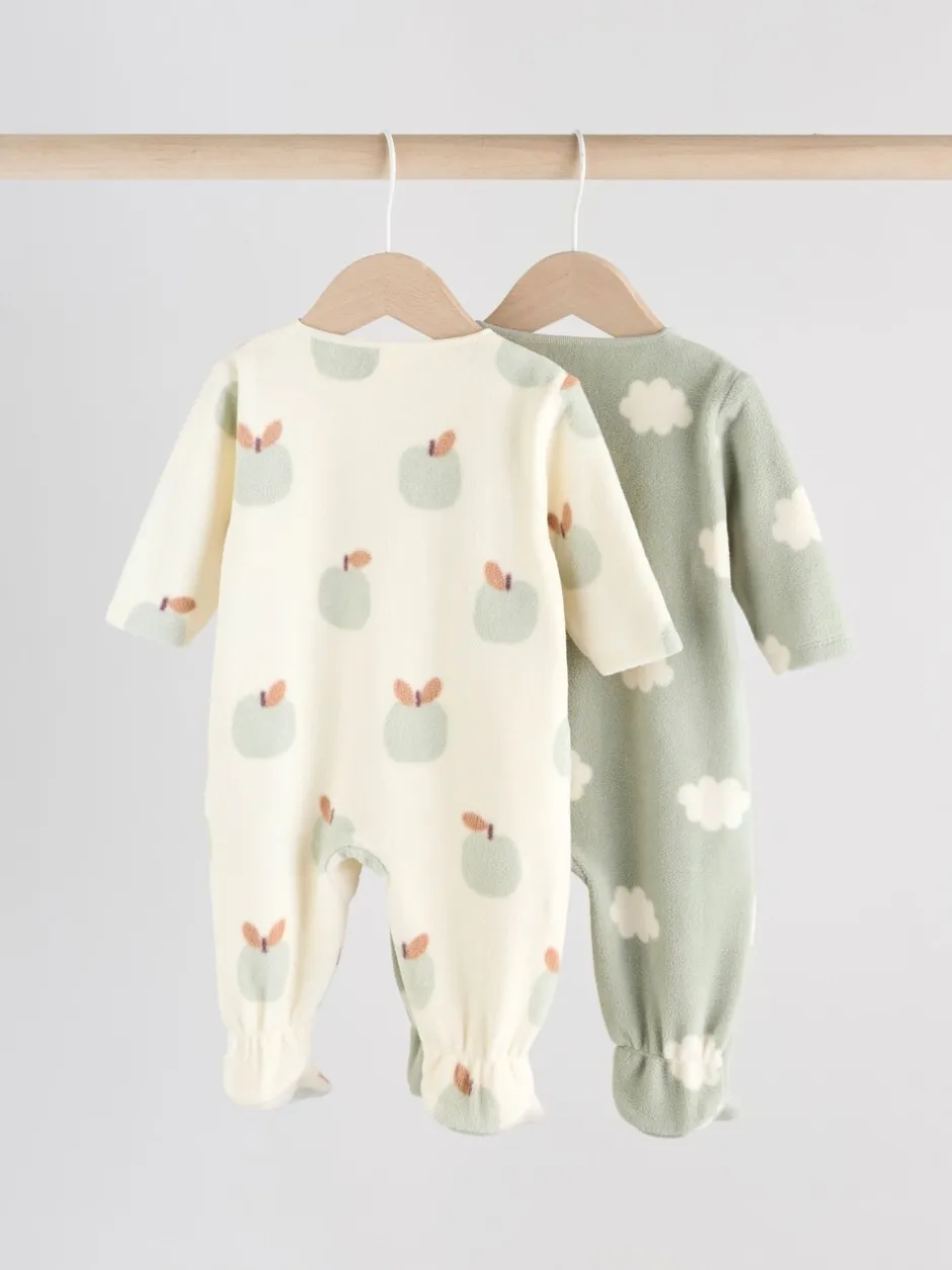 Multipacks|Babypakjes En Babypyjama's*Next - Set van 2 baby-onesies van microfleece met tweewegrits Grijs-groen