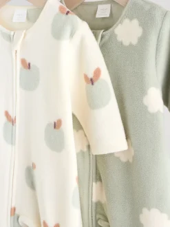 Multipacks|Babypakjes En Babypyjama's*Next - Set van 2 baby-onesies van microfleece met tweewegrits Grijs-groen