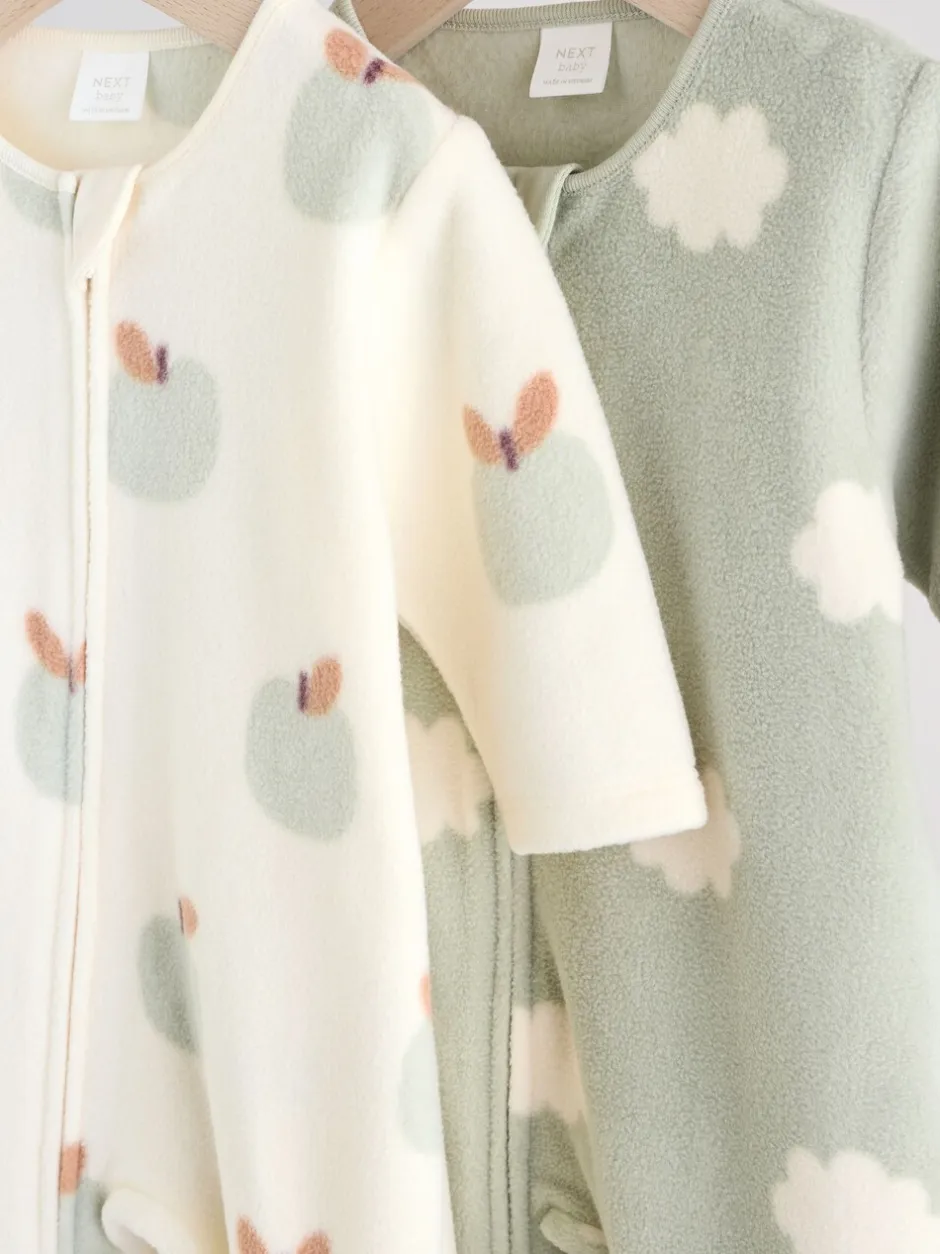 Multipacks|Babypakjes En Babypyjama's*Next - Set van 2 baby-onesies van microfleece met tweewegrits Grijs-groen