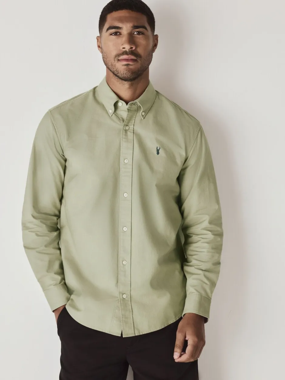 Formele Overhemden|Shirts*Next Grijs-groen - Slim Fit - Oxford-hemd met lange mouwen