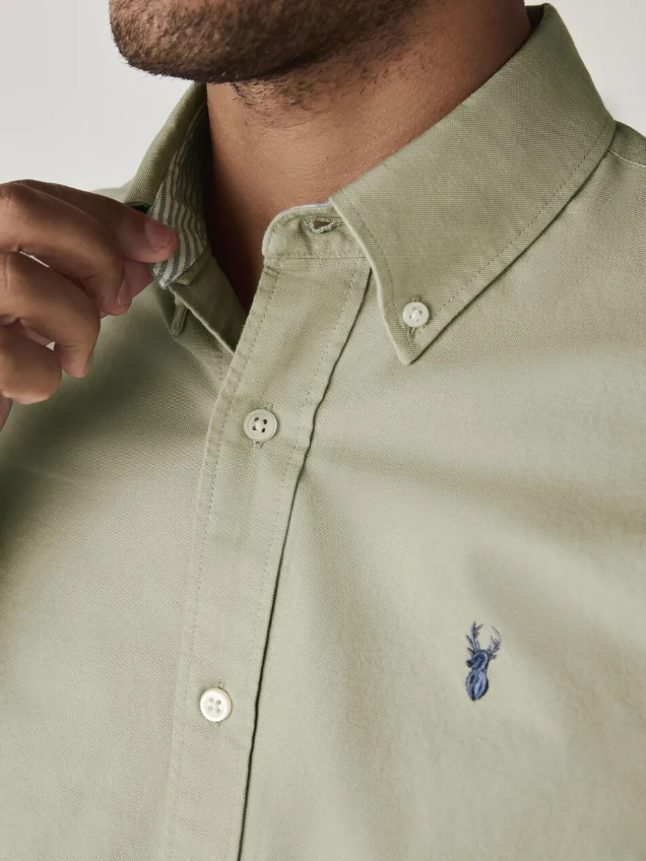 Formele Overhemden|Shirts*Next Grijs-groen - Slim Fit - Oxford-hemd met lange mouwen