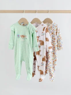 Babypakjes En Babypyjama's|Next Grijs-groen - 2-weg slaappakjes met ritssluiting, set van 3 (0-2jr)