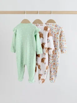 Babypakjes En Babypyjama's|Next Grijs-groen - 2-weg slaappakjes met ritssluiting, set van 3 (0-2jr)