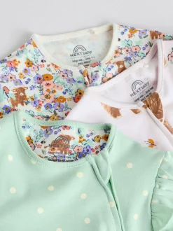 Babypakjes En Babypyjama's|Next Grijs-groen - 2-weg slaappakjes met ritssluiting, set van 3 (0-2jr)