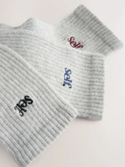 Sokken En Panty's*self. Grijs/marineblauw/paarsrood - zelf. 3 paar lounge enkelsokken met verzachte zool