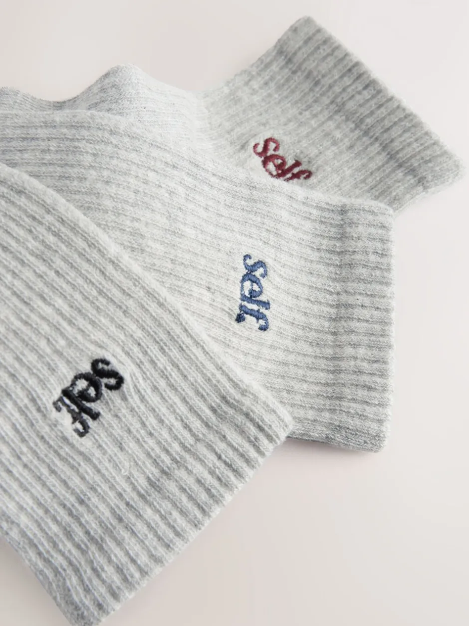Sokken En Panty's*self. Grijs/marineblauw/paarsrood - zelf. 3 paar lounge enkelsokken met verzachte zool