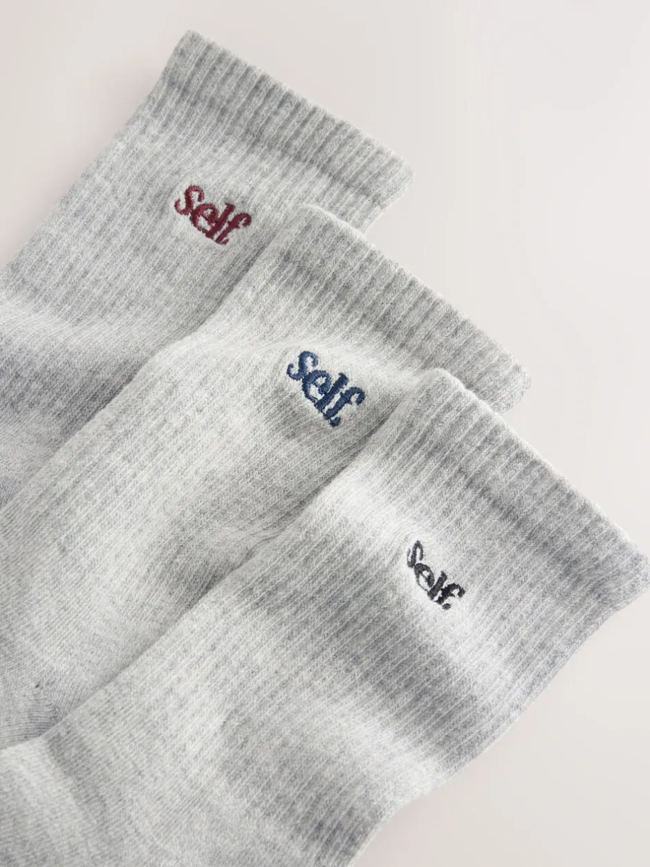 Sokken En Panty's*self. Grijs/marineblauw/paarsrood - zelf. 3 paar lounge enkelsokken met verzachte zool