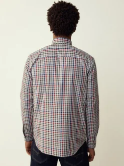 Shirts*Next Grijs/meerkleurig geruit - Eenvoudig te strijken Oxford-overhemd met knopen en standaard pasvorm