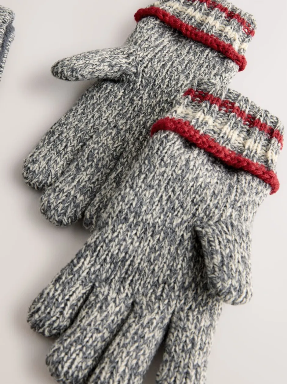 Mutsen, Handschoenen En Sjaals|Next Grijs/rode streep - Set van 3 -delige muts, sjaal en handschoenen (3-16jr)