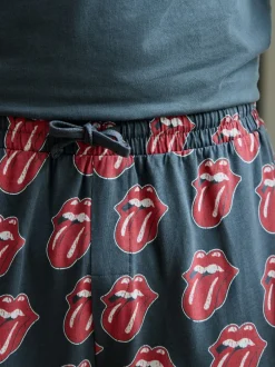 Pyjama's|Loungewear|Next Grijs/Rood - The Rolling Stones Short Sleeve Pyjamas Set
