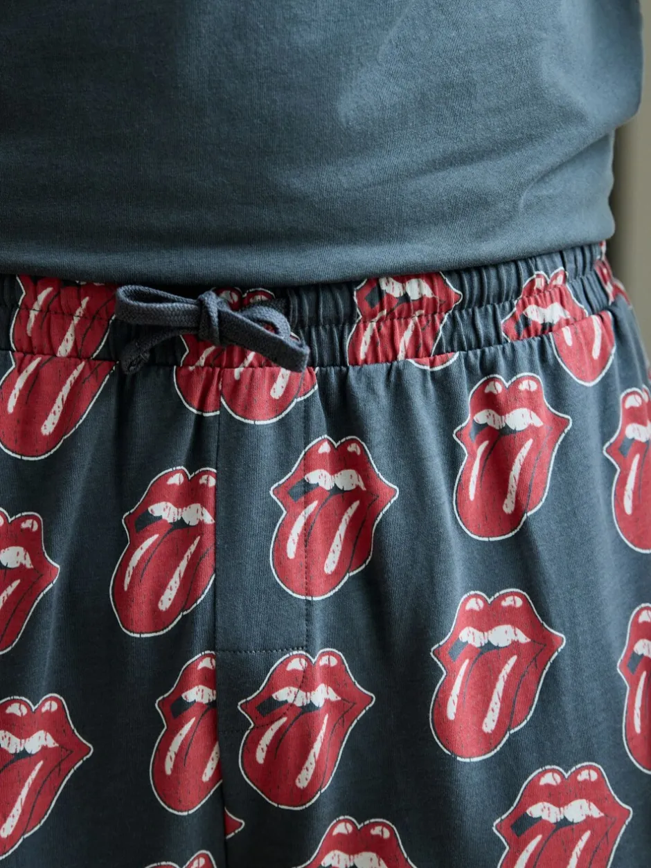 Pyjama's|Loungewear|Next Grijs/Rood - The Rolling Stones Short Sleeve Pyjamas Set