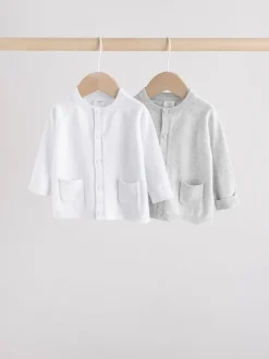 Truien En Breisels|Gebreide Kleding|Next Grijs/wit - Grijs en wit 2pk gebreid babyvestje