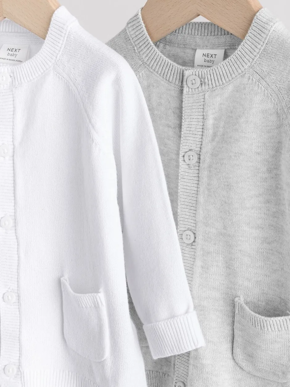 Truien En Breisels|Gebreide Kleding|Next Grijs/wit - Grijs en wit 2pk gebreid babyvestje