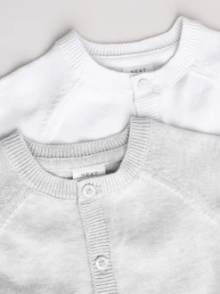 Truien En Breisels|Gebreide Kleding|Next Grijs/wit - Grijs en wit 2pk gebreid babyvestje