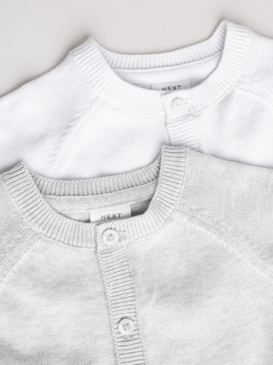Truien En Breisels|Gebreide Kleding|Next Grijs/wit - Grijs en wit 2pk gebreid babyvestje
