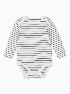 Rompertjes En Hemdjes*Mori - Lange Mouw Envelope Hals Bodysuit Grijs/wit