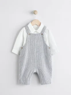 Sets En Combisets|Rompertjes En Tuinbroeken*Next Grijs/wit - Set met bretelbroeken en Bodysuit van geweven katoen voor baby's (0mnd-3jr)