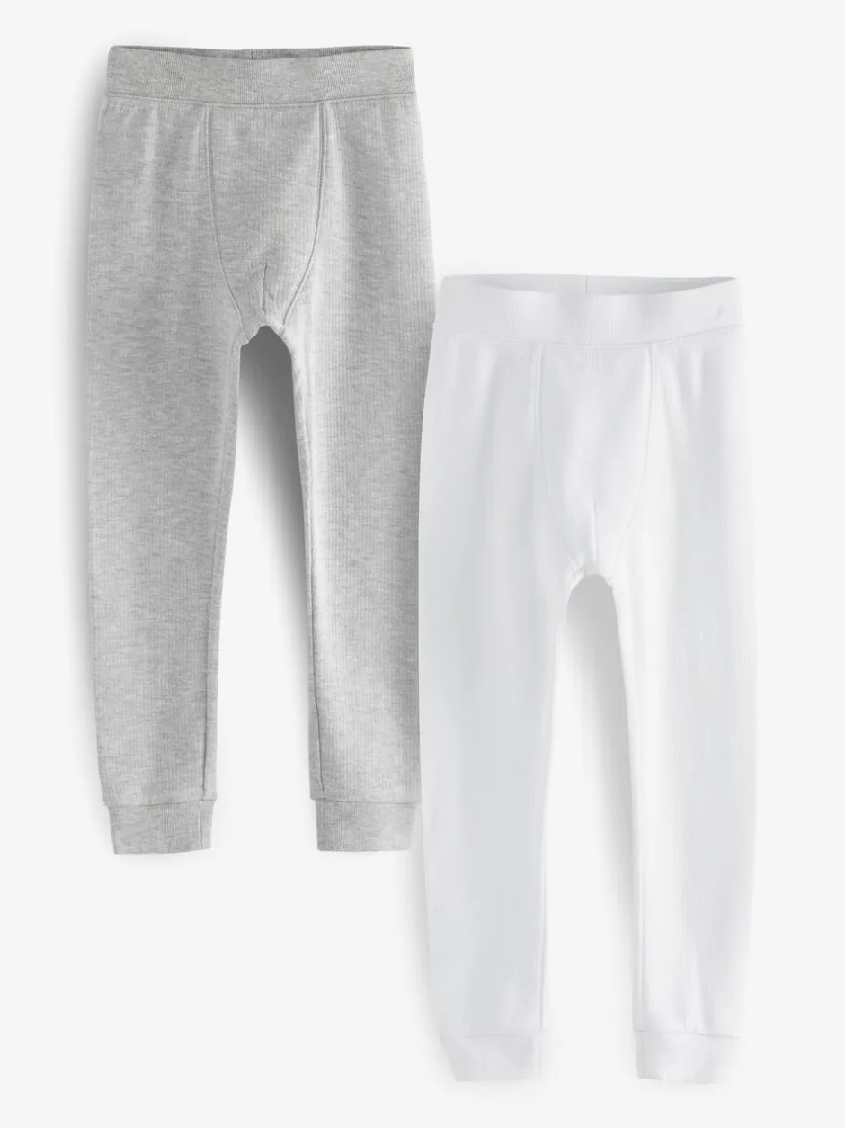Ondergoed|Nachtkleding En Pyjama's|Next Grijs/wit - Verpakking van 2 thermische leggings (2-16 jr)