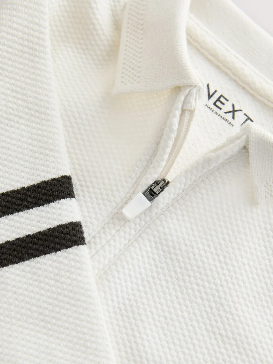 Tops|Joggingbroeken|Next - Set van poloshirt met lange mouwen en joggingbroek (3mnd-7jr) Grijs/witte rits