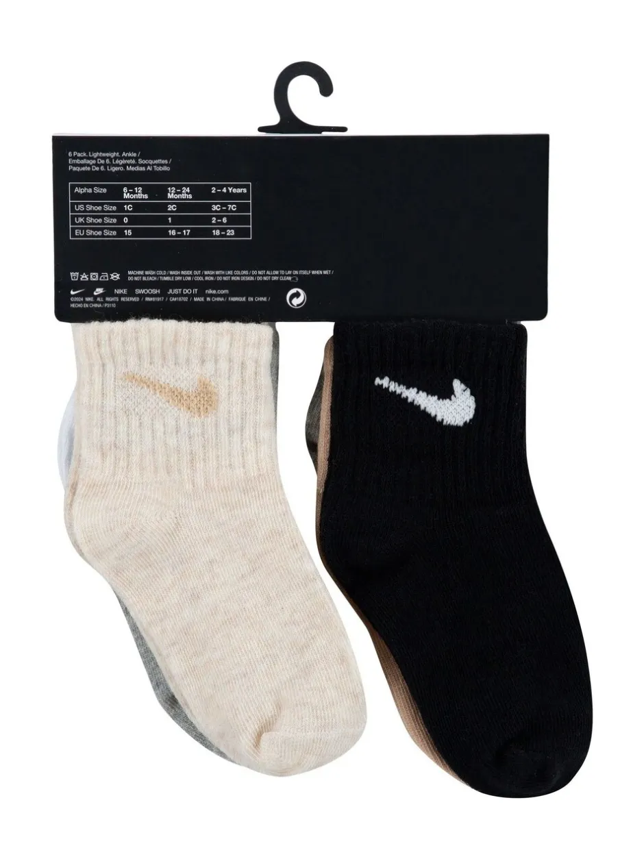 Sokken*Nike - Infant Swoosh set van 6 paar sokken Grijs/zwart