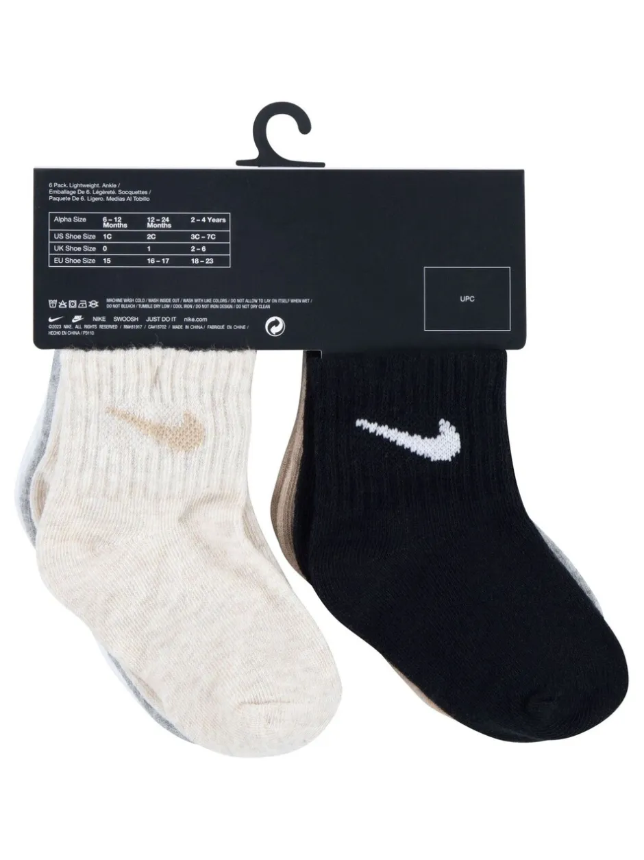 Sokken*Nike - Infant Swoosh set van 6 paar sokken Grijs/zwart