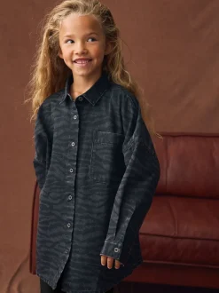 Overhemden En Blouses*Next Grijs/zwart - Zebra Animal Denim Overhemd (3-16jr)