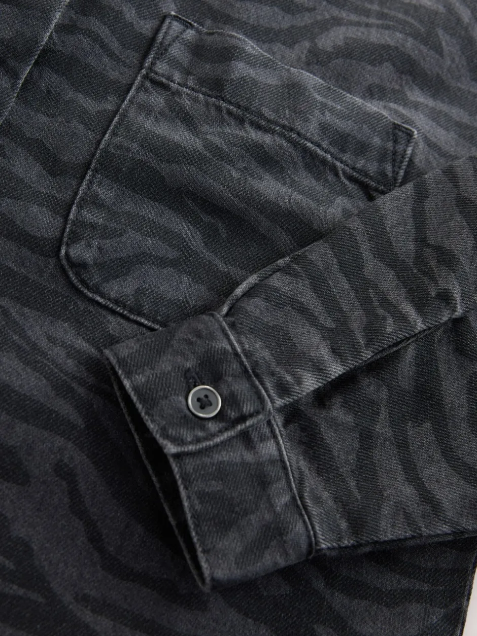 Overhemden En Blouses*Next Grijs/zwart - Zebra Animal Denim Overhemd (3-16jr)