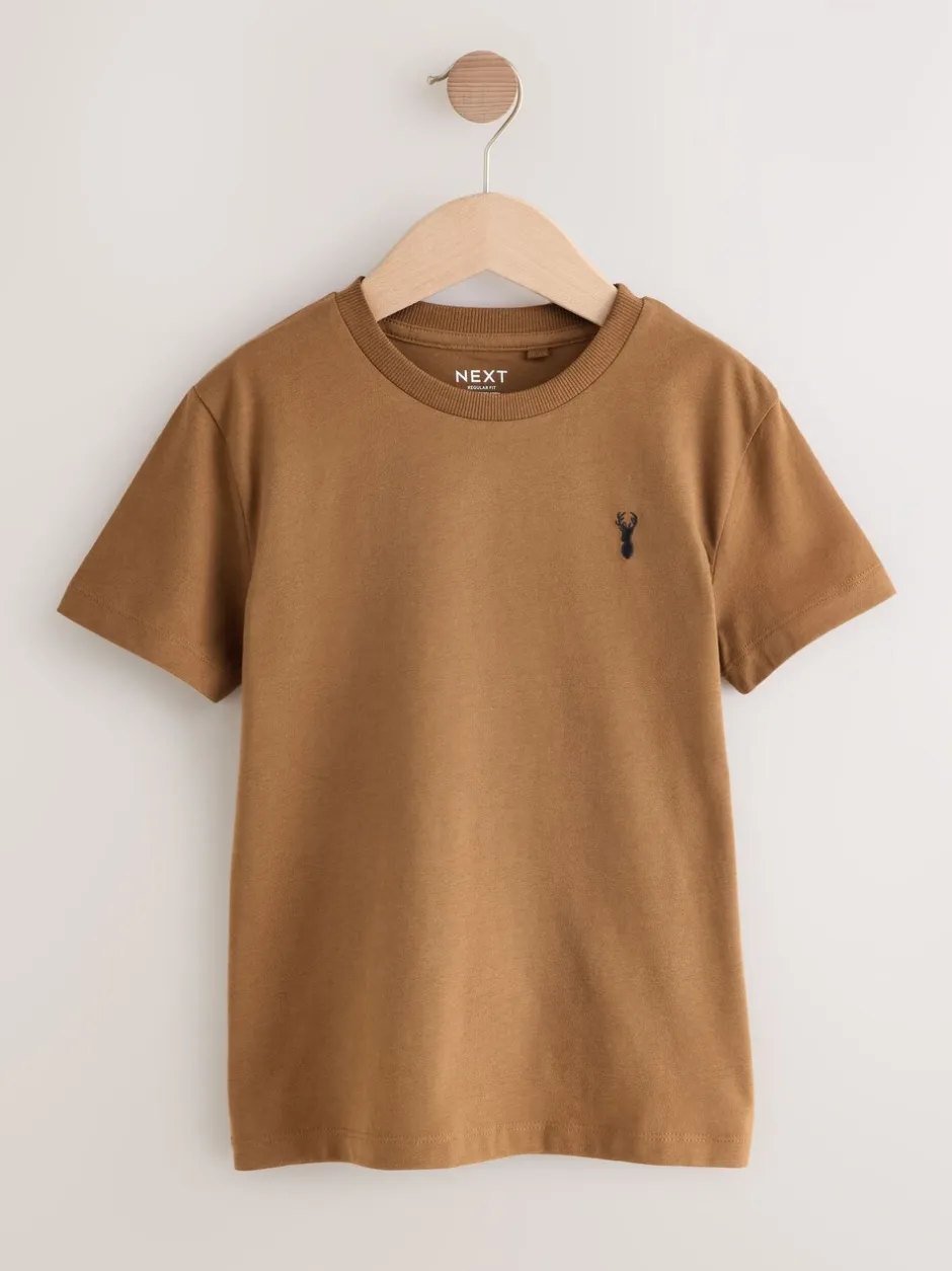 T-Shirts|Tops*Next Grijs/zwart/kakigroen/lichtbruin - T-shirts met korte mouwen en geborduurd rendier, verpakking van 4 (3-16jr)
