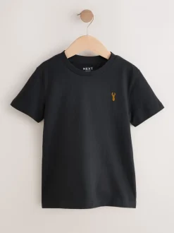 T-Shirts|Tops*Next Grijs/zwart/kakigroen/lichtbruin - T-shirts met korte mouwen en geborduurd rendier, verpakking van 4 (3-16jr)