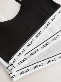 Alle Ondergoed|Next Grijs/zwart/wit - Set van 3 crop tops met bandjes (5 - 16 jr)