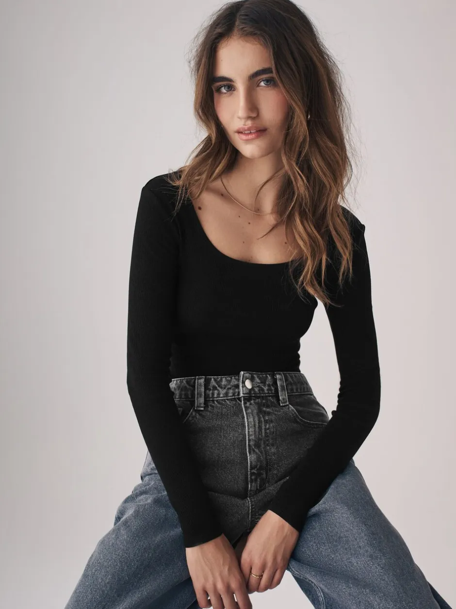 Tops En T-Shirts|The Set - 3 Pack Ribbed Long Sleeve Bodysuits Grijs/zwart/wit