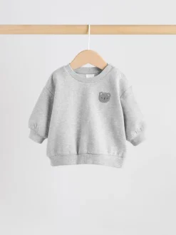 Truien En Breisels|Joggingbroeken|Next - Baby sweatshirt en joggingbroek set (0mnd-2jr) Grijze beer