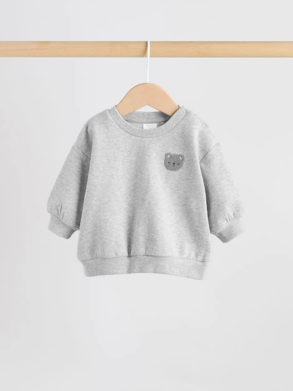 Truien En Breisels|Joggingbroeken|Next - Baby sweatshirt en joggingbroek set (0mnd-2jr) Grijze beer