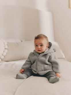 Jassen, Jacks En Kinderwagenpakjes|Jassen En Jacks|Next Grijze beer - Knusse Borg Fleece Babyjack
