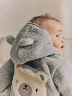 Jassen, Jacks En Kinderwagenpakjes|Jassen En Jacks|Next Grijze beer - Knusse Borg Fleece Babyjack