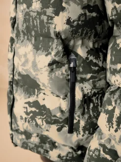 Jassen En Jacks|Next Grijze camouflageprint - Regenbestendige gewatteerde jas met microfleece voering (3-17jr)