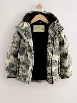 Jassen En Jacks|Next Grijze camouflageprint - Regenbestendige gewatteerde jas met microfleece voering (3-17jr)