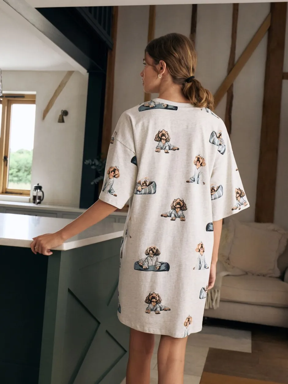 Alle Nacht- En Loungekleding|Next - Katoenen nachthemd Grijze Charlie the Cockapoo