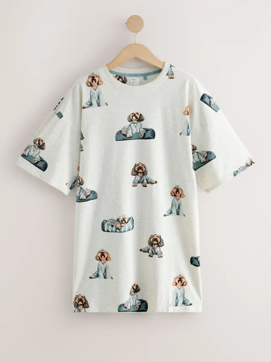 Alle Nacht- En Loungekleding|Next - Katoenen nachthemd Grijze Charlie the Cockapoo