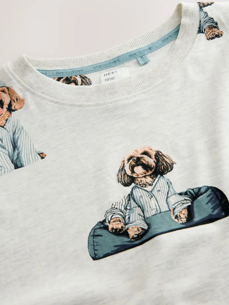 Alle Nacht- En Loungekleding|Next - Katoenen nachthemd Grijze Charlie the Cockapoo