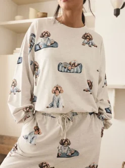Pyjama's|Loungewear|Next Grijze Charlie the Cockapoo - Pyjama met lange mouwen