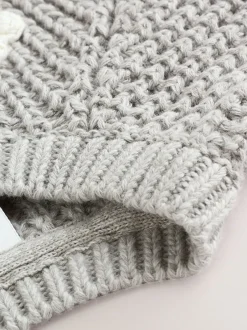 Gebreide Kleding|Next - Gebreid babyvest (0 mnd- 3 jr) Grijze gehaakte bloemen