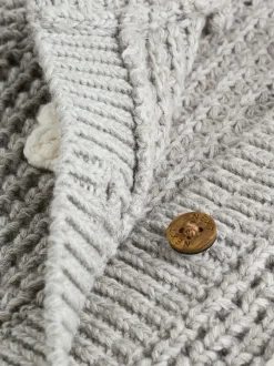 Gebreide Kleding|Next - Gebreid babyvest (0 mnd- 3 jr) Grijze gehaakte bloemen