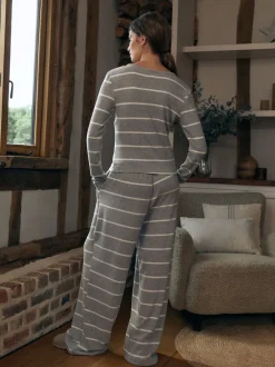Pyjama's|Loungewear|Next - Behaaglijke pyjama met lange mouwen Grijze streep